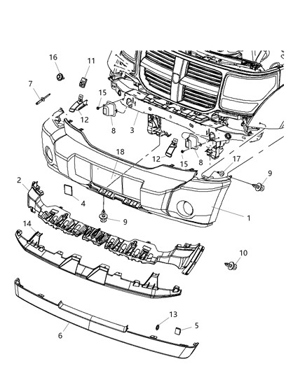 2011 Dodge Nitro Fascia, Front Diagram