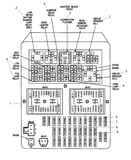 2001 Jeep Grand Cherokee Electrical Relay Block Diagram for 5018536AA