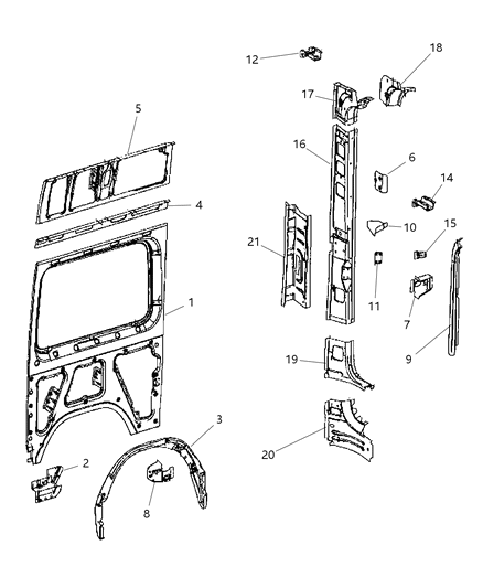 2009 Dodge Sprinter 2500 Side Inner Panel Diagram 3