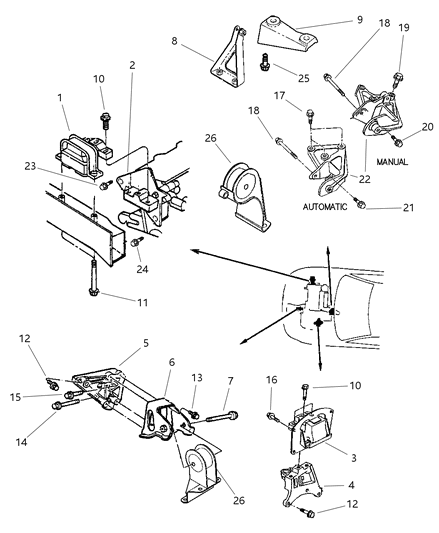 1998 Chrysler Cirrus Engine Mounts Diagram 1