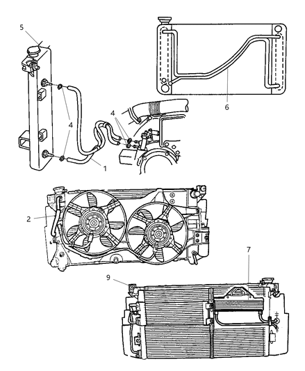 1997 Chrysler Town & Country Transmission Oil Cooler & Lines Diagram