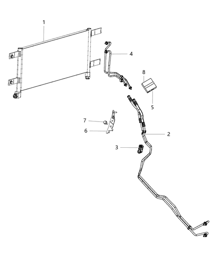 2016 Ram 3500 Cab Chassis Transmission Oil Cooler & Lines Diagram 1