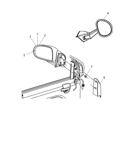 2008 Jeep Patriot Mirror-Outside Rearview Diagram for 68044052AA