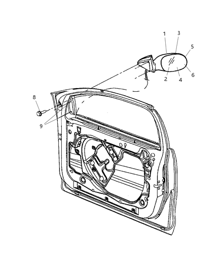 2003 Dodge Intrepid Outside Rearview Electric Heated Mirror Diagram for UT74DX8AG