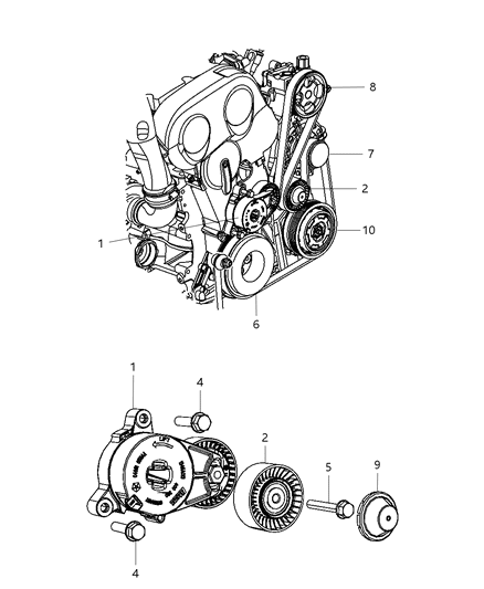 2010 Dodge Journey Pulley & Related Parts Diagram 1