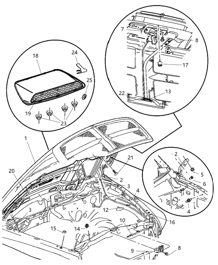 2004 Dodge Ram 1500 STOP/BUMPER-Hood Diagram for 55276482AB