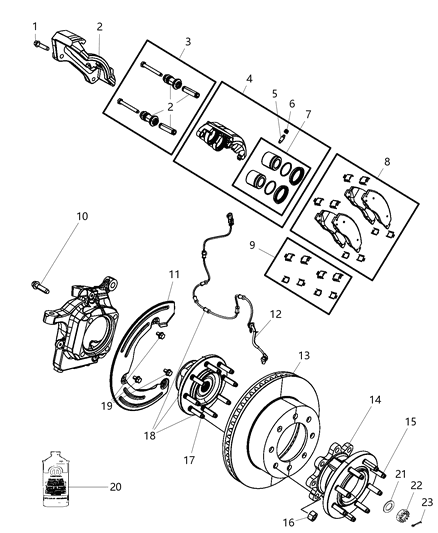 2010 Dodge Ram 3500 Pickup Front Brakes Diagram