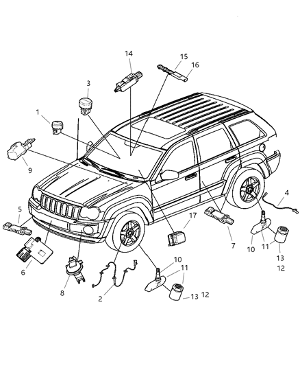 2005 Jeep Grand Cherokee Sensor-Tire Pressure Diagram for 56053030AA