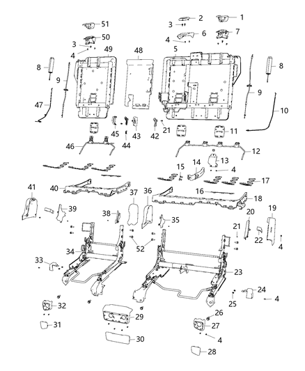 2021 Jeep Cherokee Second Row - Adjusters, Recliners, Shields And Risers Diagram 1