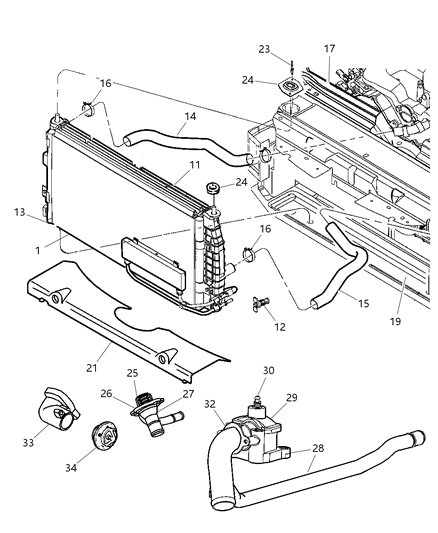 2001 Chrysler LHS Radiator & Related Parts Diagram