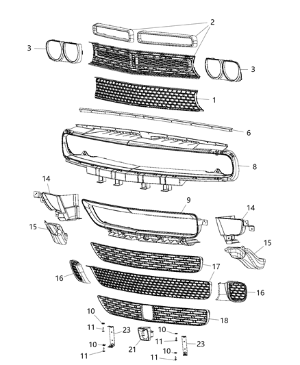 2015 Dodge Challenger Grille-Radiator Diagram for 68262955AB