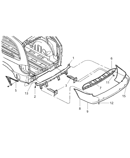 2005 Dodge Grand Caravan Rear Bumper Cover Diagram for 5018617AA