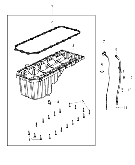 2014 Jeep Grand Cherokee Engine Oil Pan & Engine Oil Level Indicator & Related Parts Diagram 4