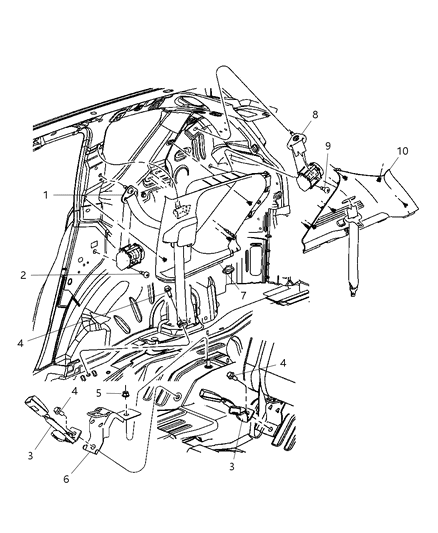 2007 Jeep Compass Rear Seat Belts-Buckle Right Diagram for 1GD221K7AA