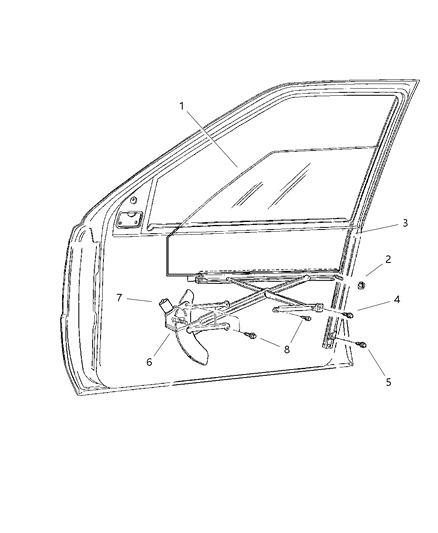 1997 Jeep Grand Cherokee Door, Front Glass & Regulators Diagram