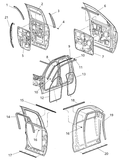 2007 Dodge Ram 2500 Weatherstrips - Door Diagram 2