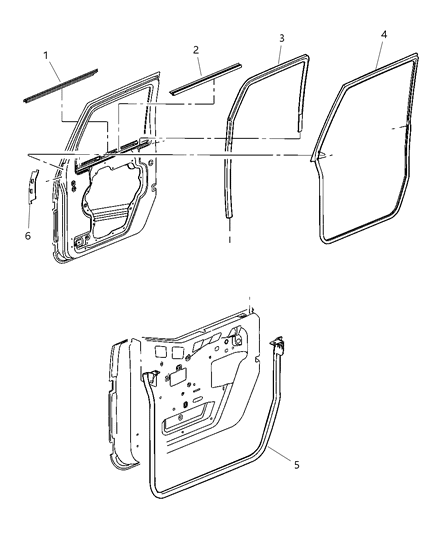 2011 Jeep Wrangler Weatherstrips - Front Door Diagram