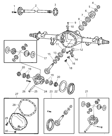 2006 Dodge Ram 2500 Axle Housing, Rear, With Differential Parts And Axle Shaft Diagram 2