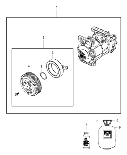 2020 Jeep Compass PULLY Kit-A/C Compressor Diagram for 68319161AA