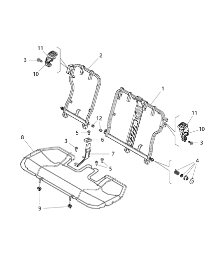 2019 Jeep Renegade Rear Seat - Adjusters, Recliners And Shields Diagram 2