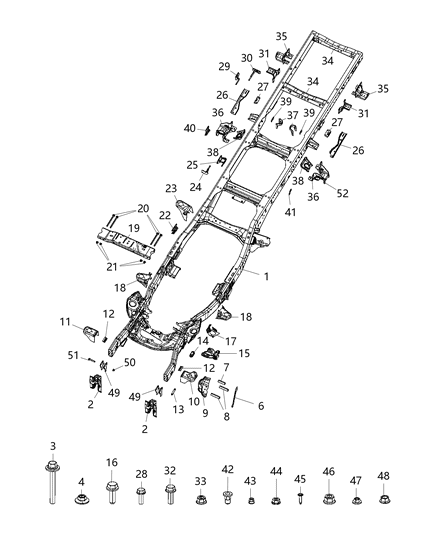 2020 Ram 3500 Bracket-Bumper Diagram for 68462651AA