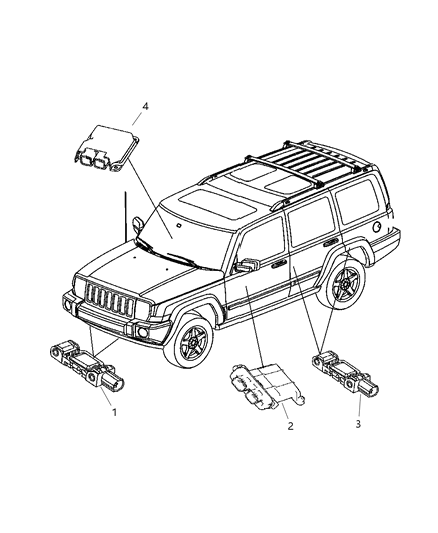 2007 Jeep Commander Air Bag Modules & Sensors Diagram