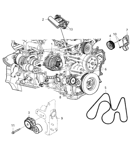 2009 Dodge Ram 2500 PULLEY-Belt Diagram for 5086958AA