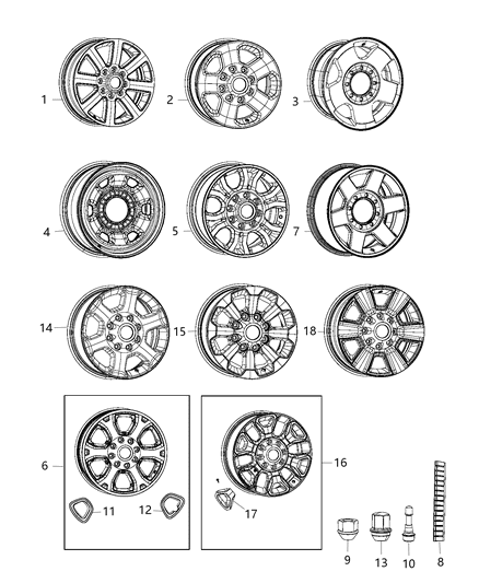 2016 Ram 2500 Wheels & Hardware Diagram