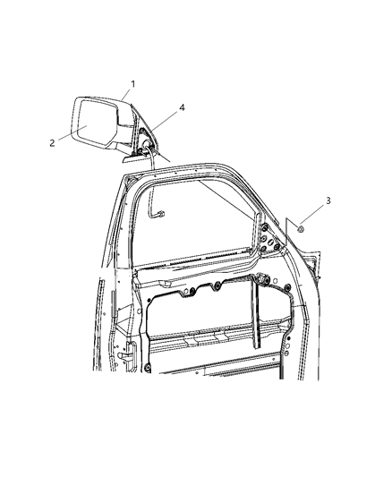 2011 Dodge Nitro Outside Rear View Mirror Diagram for 68066783AB