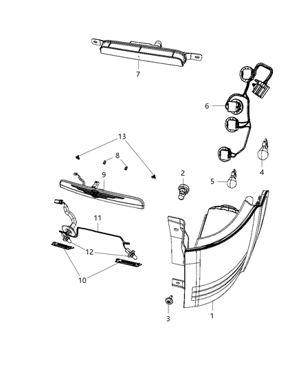 2015 Chrysler Town & Country Lamps - Rear Diagram