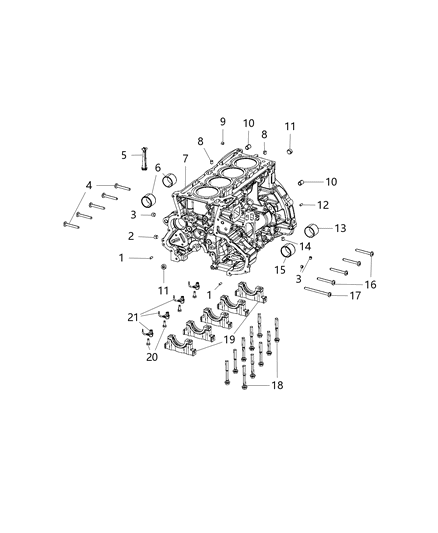 2019 Jeep Cherokee Cylinder Block And Hardware Diagram 1