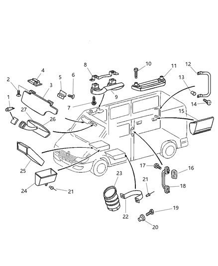 2002 Dodge Sprinter 2500 Visor Diagram for 5104438AA