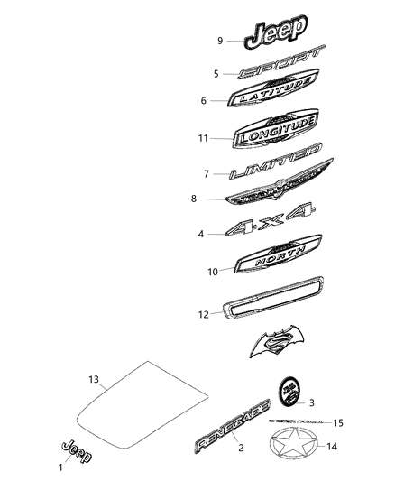 2017 Jeep Renegade Decal Diagram for 68247413AA