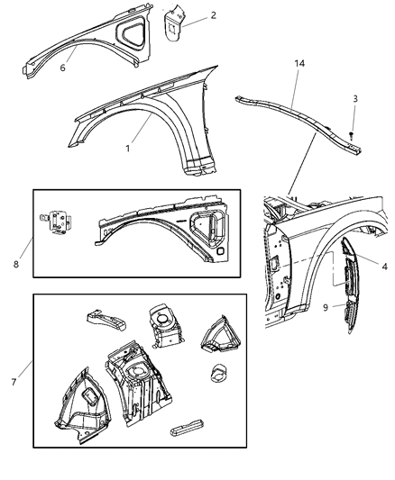 2009 Dodge Challenger Fender-Front Diagram for 4816165AB