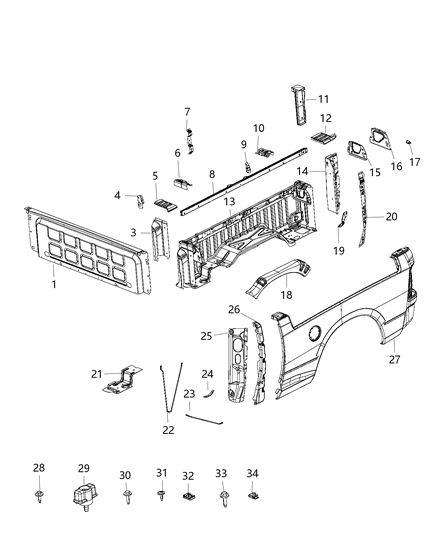 2014 Ram 2500 REINFMNT-Pickup Box Extension Diagram for 68043647AB