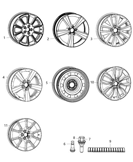 2016 Dodge Dart Aluminum Wheel Diagram for 5NK51GSAAA