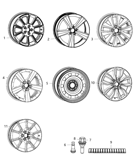 2016 Dodge Dart Wheels & Hardware Diagram