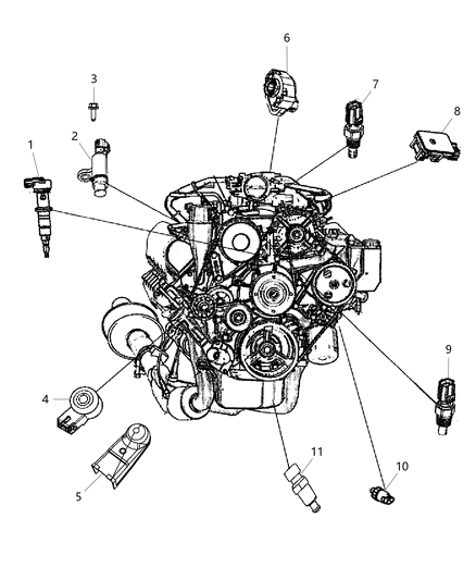 2011 Ram 2500 Sensors - Engine Diagram 1