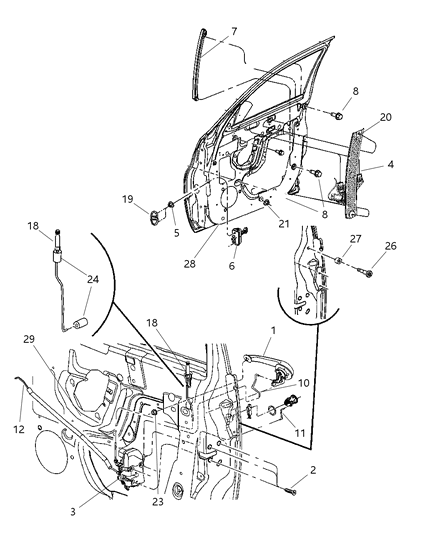 2008 Chrysler PT Cruiser Front Door Window Regulator Diagram for 5067591AD