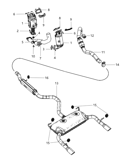 2012 Chrysler 200 Exhaust Manifold And Catalytic Converter Diagram for 68036150AG