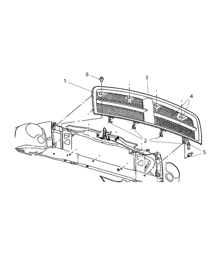 2005 Dodge Durango Grille & Related Parts Diagram