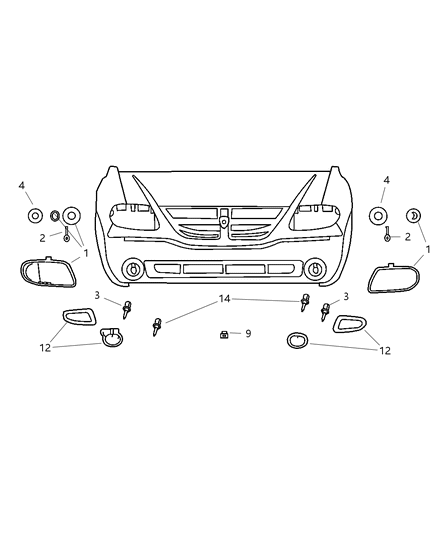 2001 Chrysler Town & Country Lamps - Front Diagram