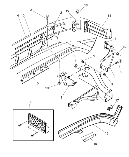 2003 Dodge Dakota Air Dam Diagram for 5JL00ZBJAA