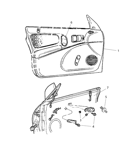 1997 Dodge Neon Panel Front Door Trim Diagram for QJ592K5