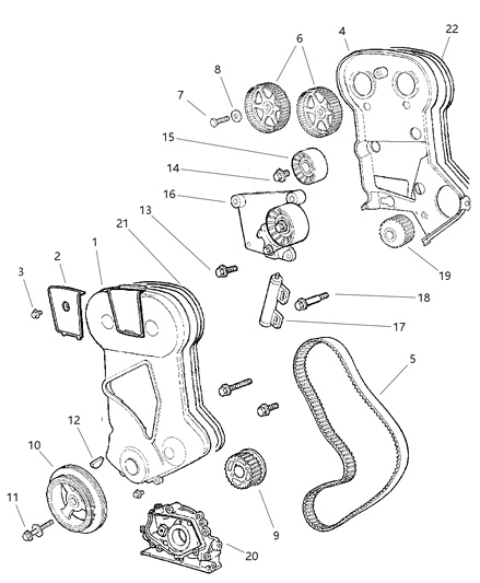 1998 Chrysler Sebring Timing Belt & Cover Diagram 1