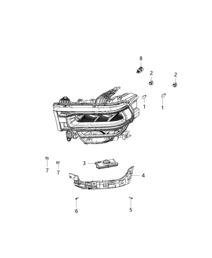 2020 Ram 3500 Pickup Parts, Headlamp Service Diagram 1