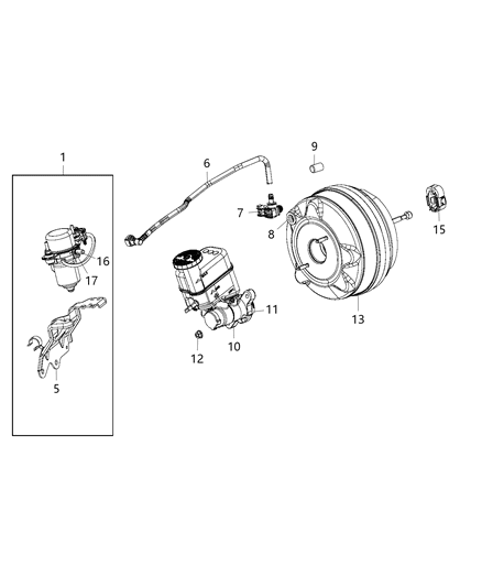 2014 Jeep Cherokee Hose-Brake Booster Vacuum Diagram for 4581562AC