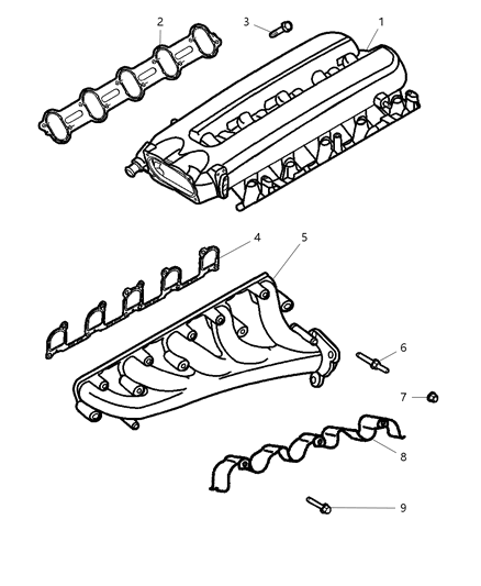2006 Dodge Ram 1500 Exhaust Manifold Diagram for 5037123AD