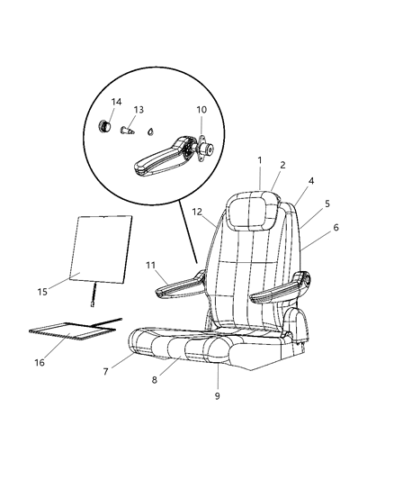 2010 Chrysler Town & Country HEADREST-Second Row Diagram for 1TU931S3AA