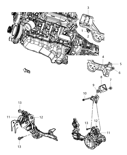 2020 Ram 1500 Bracket-Engine Mount Diagram for 68083017AF